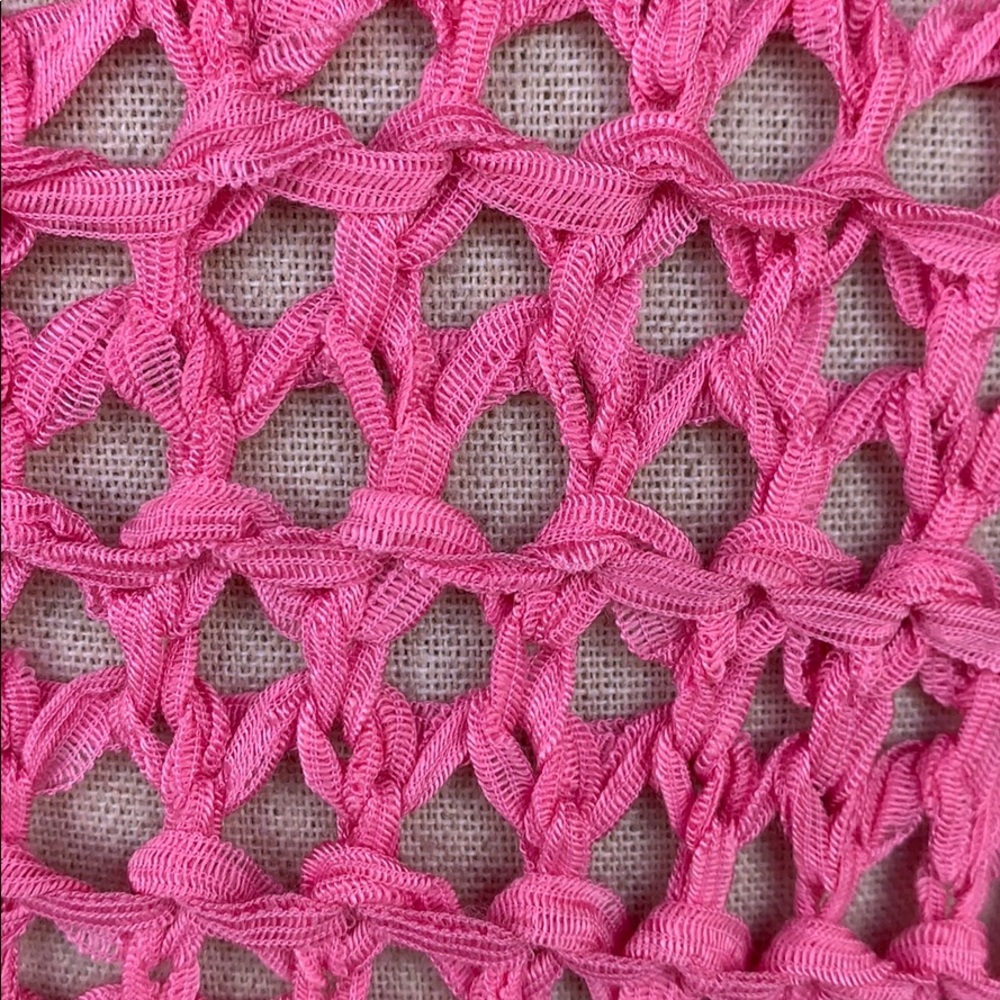 O&O Pink Open Net Long Bell Sleeve Front Pocket Tunic Top NWT - Picture 10 of 13